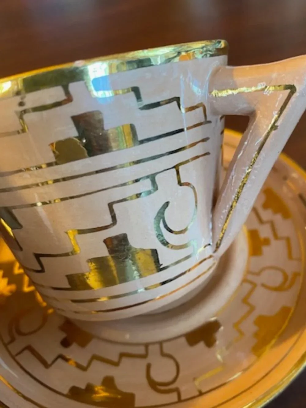 Antique Oaxaca Mexico Teacup and Saucer Signed Brena!